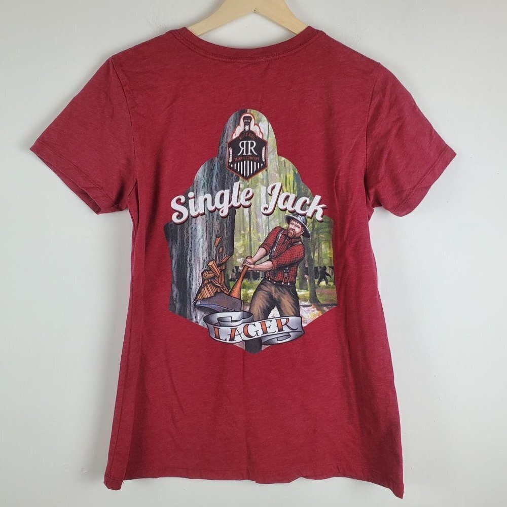 Rusty Rail Brewing Company M‎ Red Short Sleeve T shirt Single Jack Lager graphic